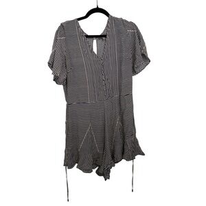 Anthropologie Conditions Apply Bohemian Striped Romper Ruffle Hem XL